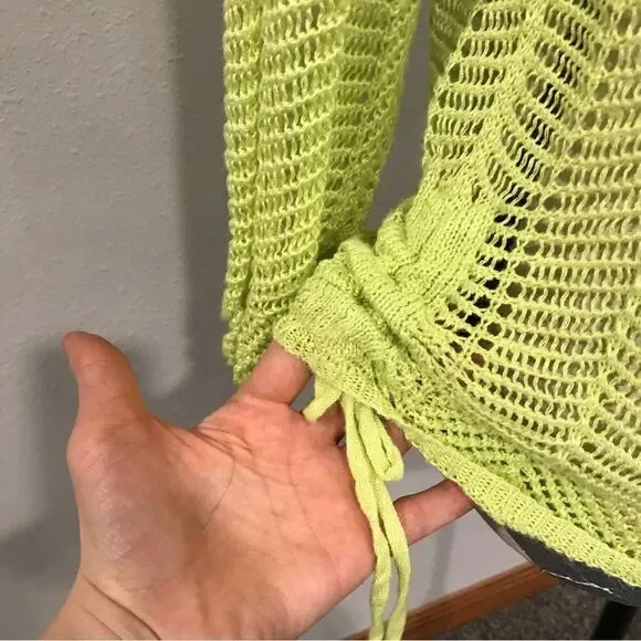 Chico’s lime color open knit sweater - Picture 3 of 12